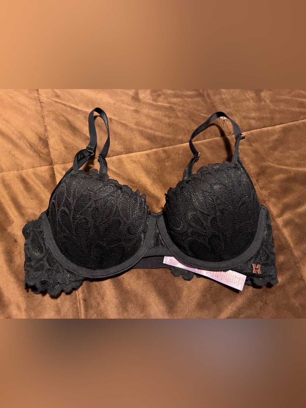 Savage X Fenty Black Lace Underwire Bra, size 34C